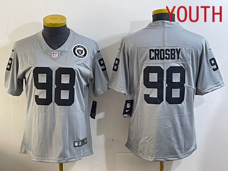 Youth Oakland Raiders 98 Crosby Grey 2024 Nike Limited NFL Jersey style 4